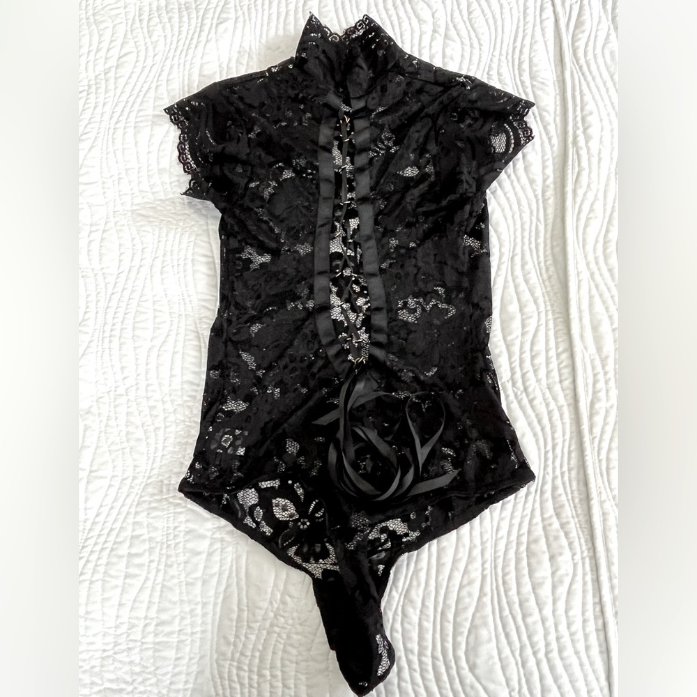 Sexy lace black bodysuit